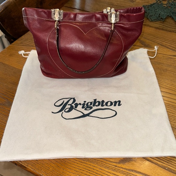 Brighton Jodi Reversible Wine Leather and Romantic French Toile Canvas Mini Bag - Picture 9 of 15